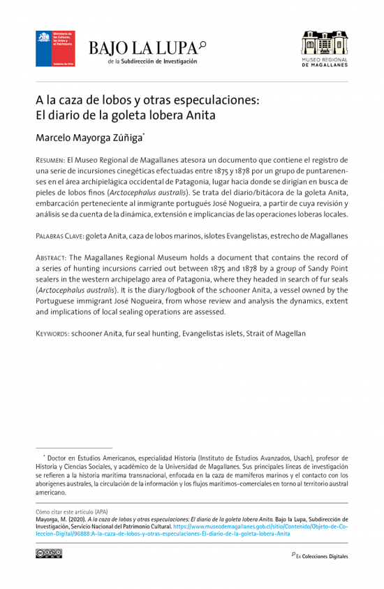  A la caza de lobos y otras especulaciones: El diario de la goleta lobera Anita